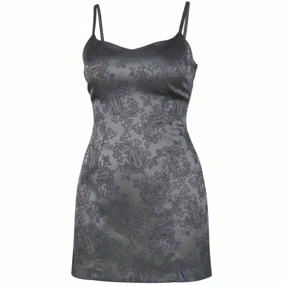 Guess Black Mini Dress Sparkly Paisley Pattern Size 9